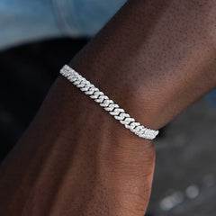 Iced Barbed Wire + 6mm Micro Diamond Prong Bracelet Bundle in White Gold