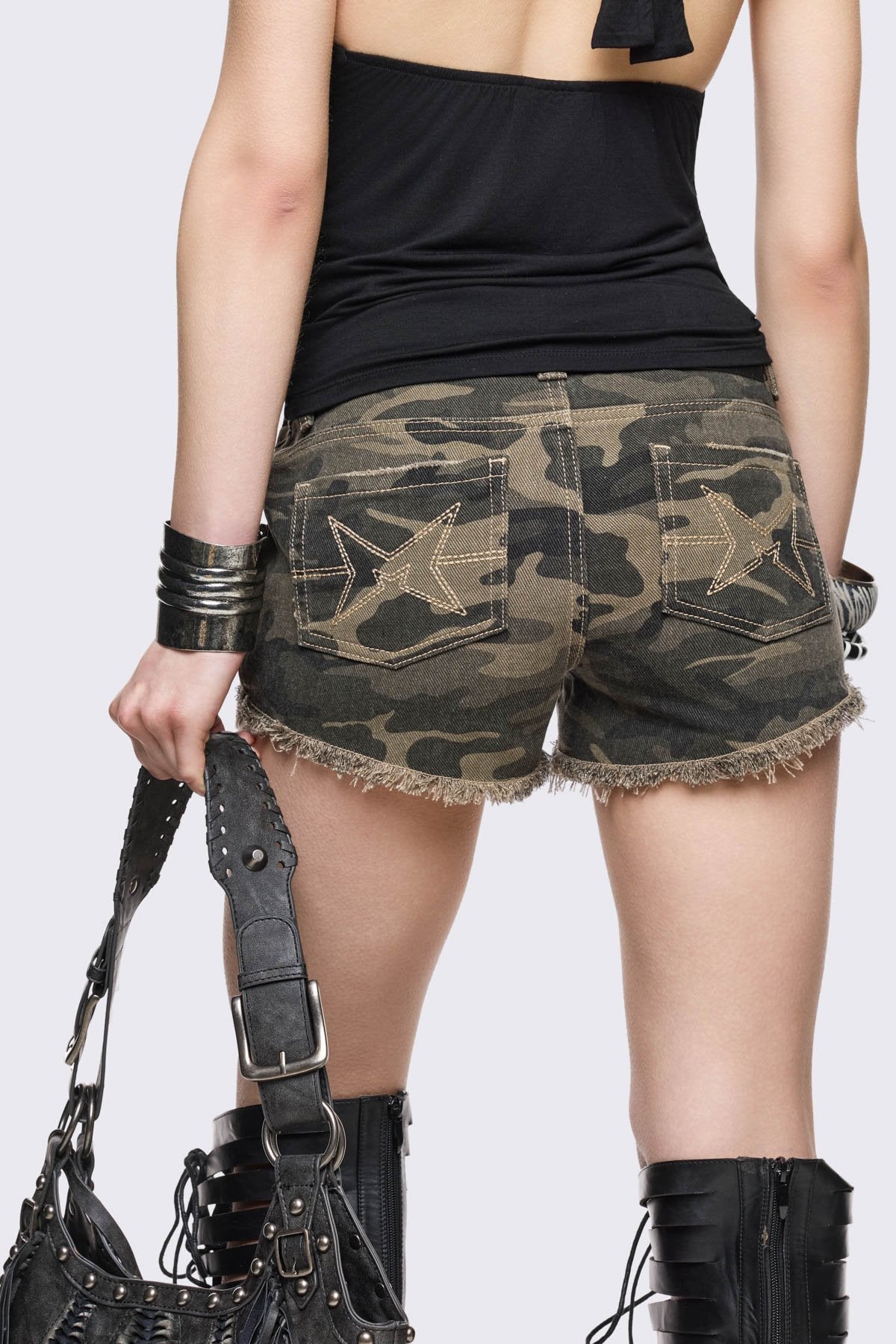 Army Camo Mini Denim Shorts