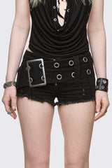 Gia Belted Mini Denim Shorts