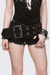 Gia Belted Mini Denim Shorts