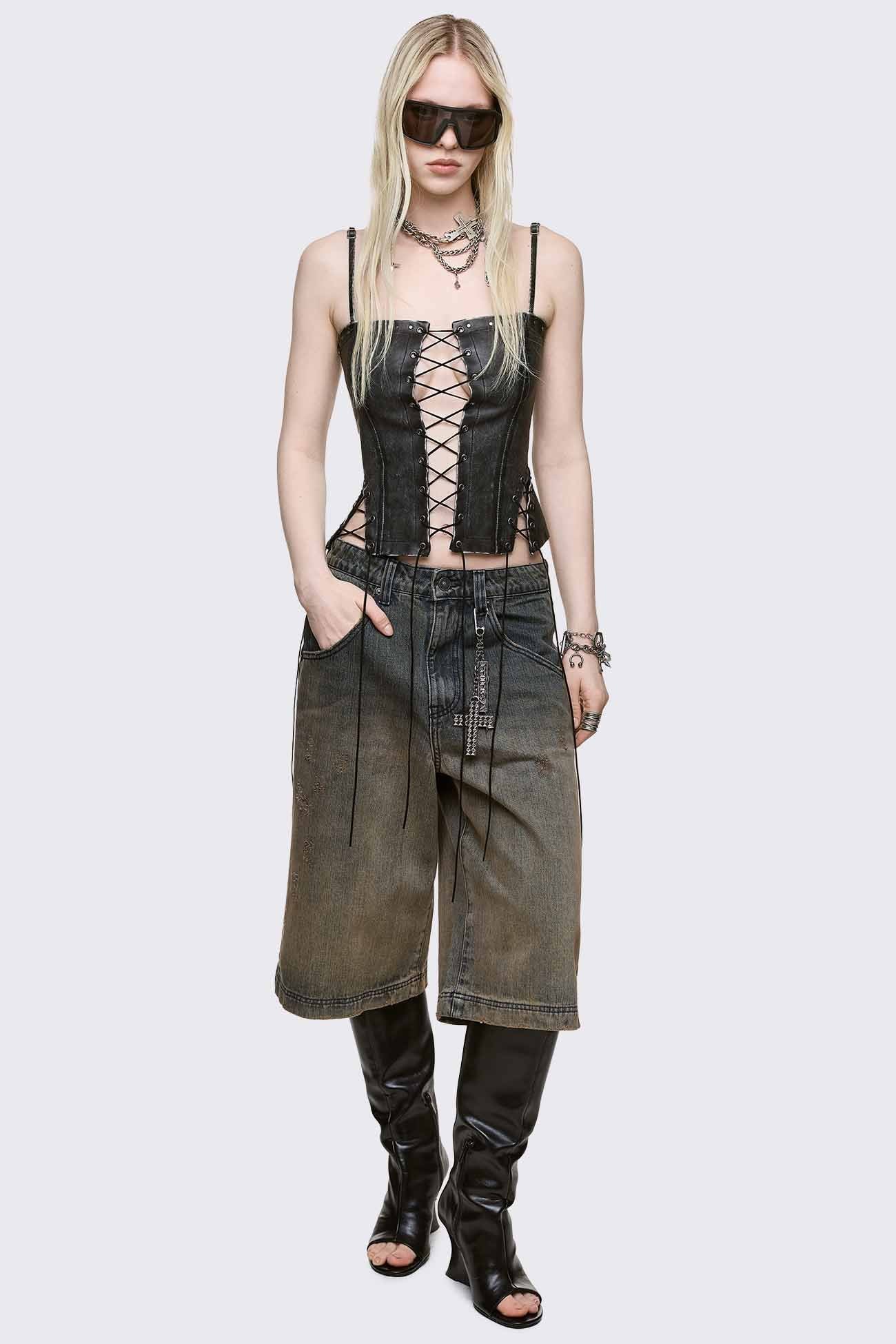 Jessie Vegan Leather Corset Top