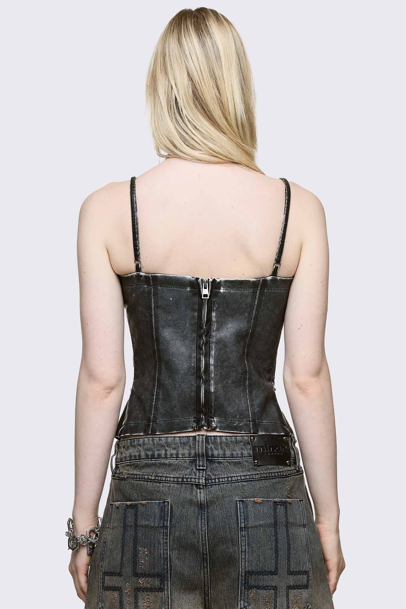 Jessie Vegan Leather Corset Top