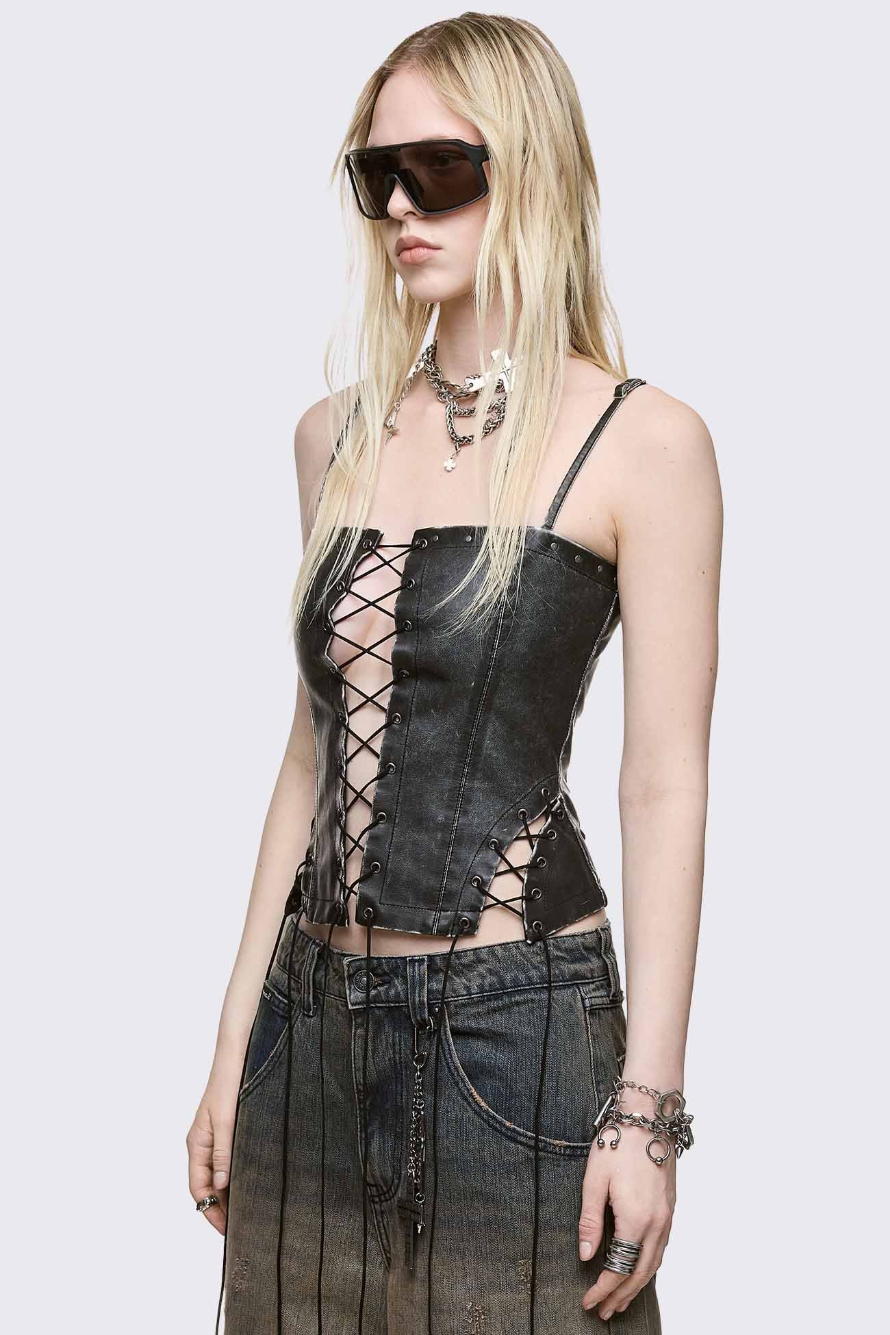 Jessie Vegan Leather Corset Top