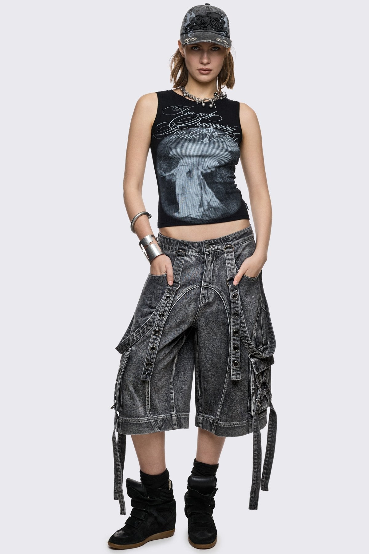 Trek Grey Washed Cargo Jorts
