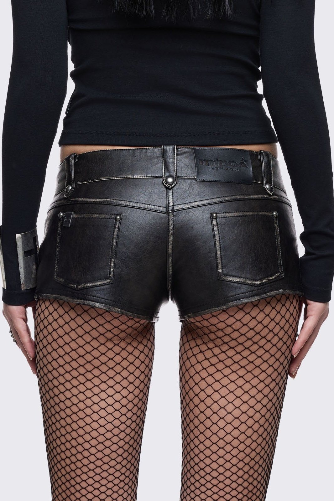 Vandal Mini Vegan Leather Shorts